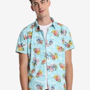 DISNEY LILO & STITCH HAWAIIAN STYLE BUTTON DOWN SHIRT SZ XS